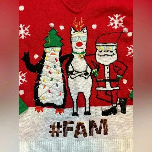 Planet Gold Women’s Long Sleeve Christmas Sweater Size Medium - Picture 2 of 7